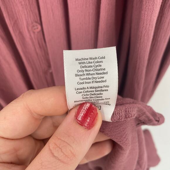 Frye Women's Dusty Rose Pink Button Front Midi Dress Size Medium - Picture 11 of 11